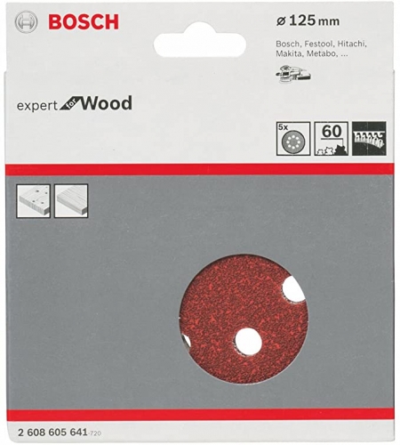 Disco lija C430, paquete de 5 uds. 125 mm 60 grano Bosch 605641 