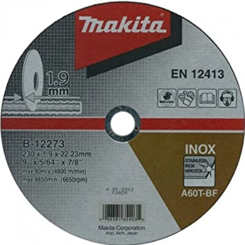 Disco abrasivo 230 x 1,9 x 22,23 mm corte acero inox. Makita B-12273