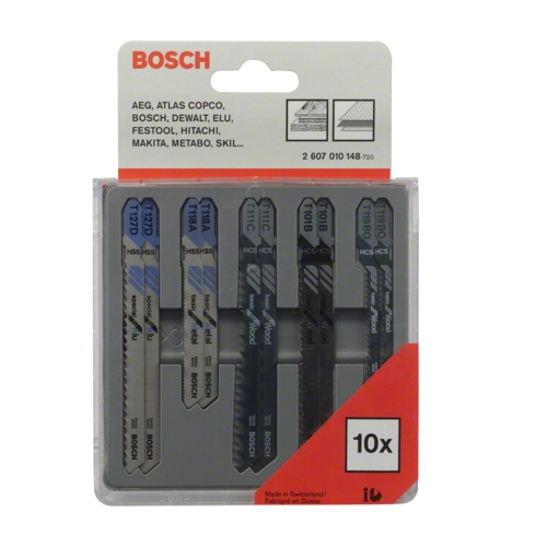 Pack hojas para sierra caladora 10 unidades para Madera, plástico, metal, metal no ferroso y aluminio Bosch 2607010148
